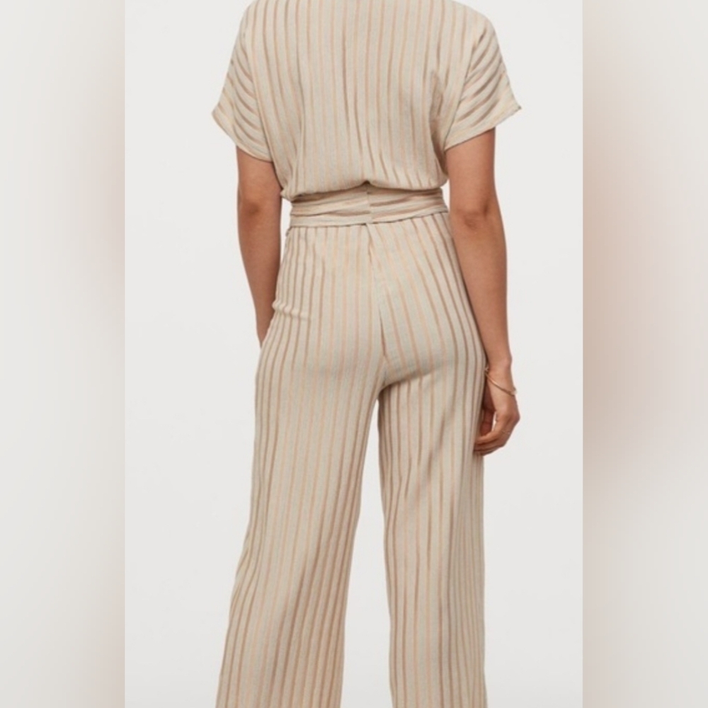 H&M Beige Striped Wide Leg Jumpsuit - Picture 10 of 12